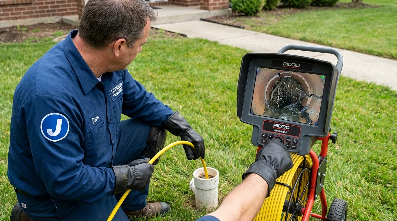 Sewer camera inspection being performed by Johns Plumbing LLC in Edmonton