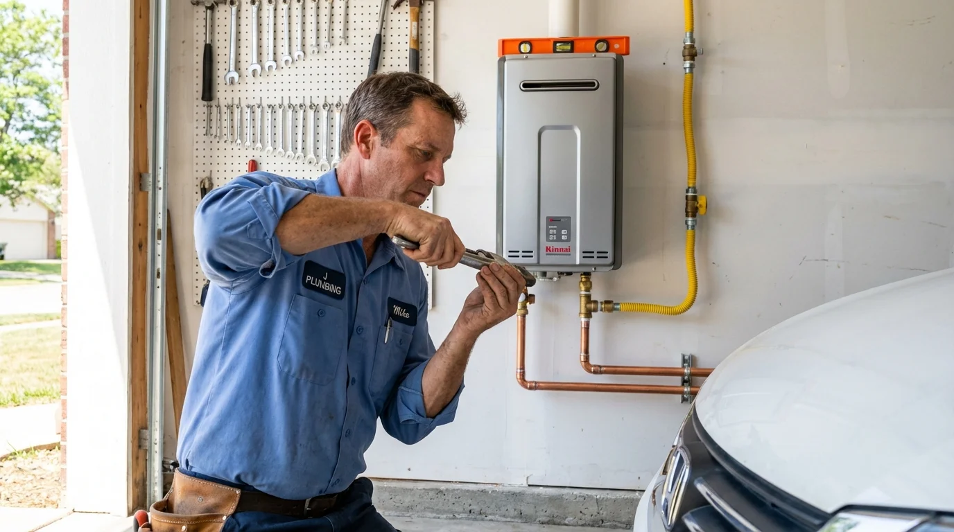 Tankless water heater installation by a Johns Plumbing LLC plumber in Edmonton